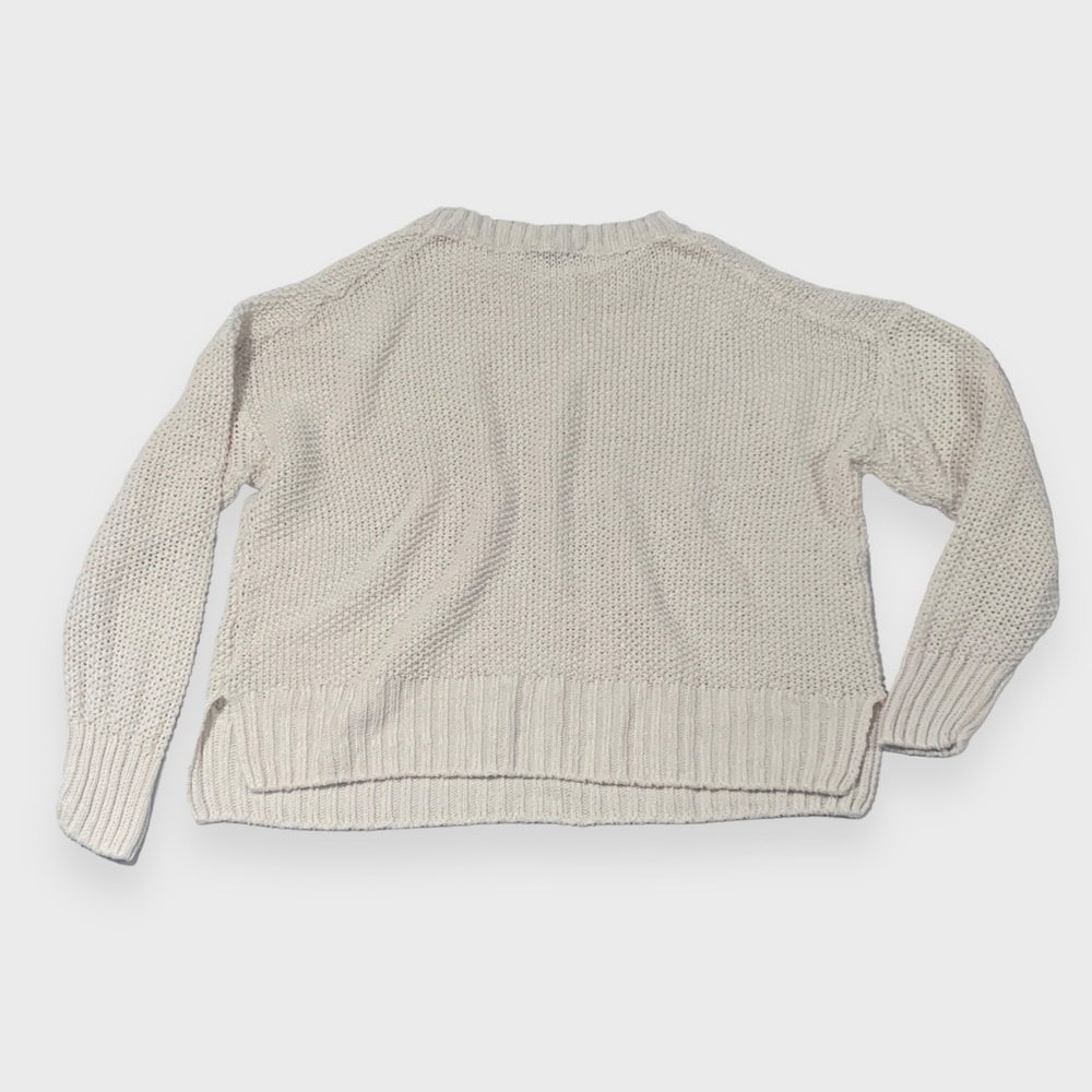 J. Crew Sweater White Crew Neck | Cropped 3/4 Sleeve | Womens Size X-Large - Picture 6 of 9
